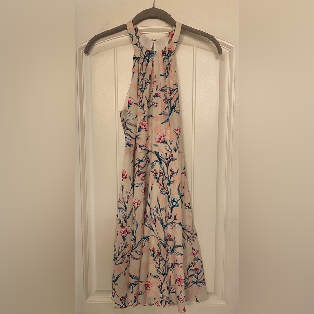 Express Floral Halter Neck Dress - Cream Size 2